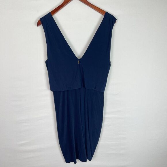 Misa Los Angeles Leza Gathered Crossover Sleeveless Mini Dress Navy Blue M - Picture 3 of 8